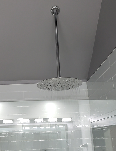 Modern rain shower head installed by SL Contrtactors in Murrysville Pa.